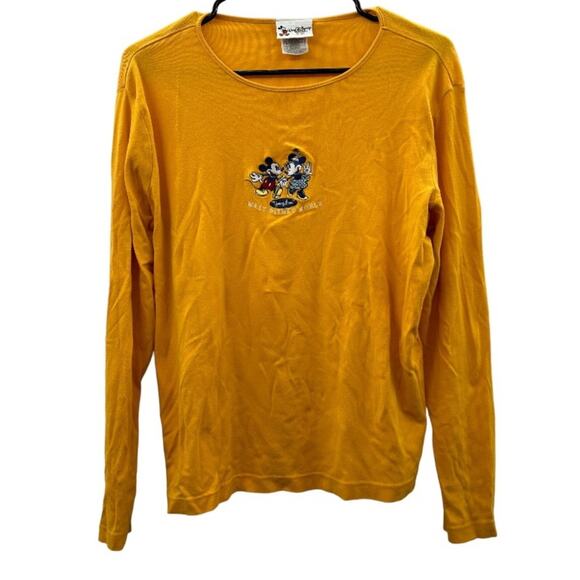 Vintage 90s Disney World Mickey & Minnie Mouse Embroidered Long Sleeve Shirt L - Picture 1 of 8